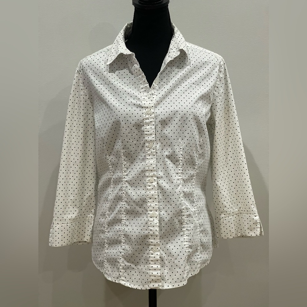 Covington L White/Black Polka Dot Collared‎ Button Down
